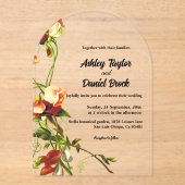 Invitations En Acrylique Élégant Rustique Fleurs Botaniques Mariage Floral (Recto)