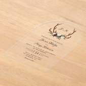 Invitations En Acrylique Élégant Rustique Floral Antlers Mariage (Poser)