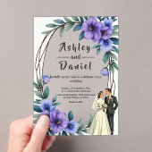 Invitations En Acrylique Élégant Rustique Floral Wreath Bride Mariage de ch (In situ (ordinateur de poche))