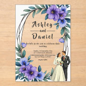 Invitations En Acrylique Élégant Rustique Floral Wreath Bride Mariage de ch (Recto)