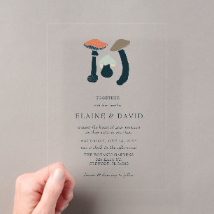 Invitations En Acrylique Élégant Rustique Mariage Champignons Sauvages de l