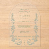 Invitations En Acrylique Elegant Sage Baroque Roses Wedding (Recto)