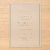 Invitations En Acrylique Élégant Sage Green Classic Script Mariage (Recto)
