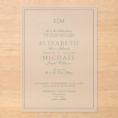 Invitations En Acrylique Élégant Sage Green Classic Script Monogramme Maria (Recto)