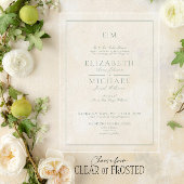 Invitations En Acrylique Élégant Sage Green Classic Script Monogramme Maria