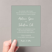 Invitations En Acrylique Élégant Sage Green Mariage moderne (In situ (ordinateur de poche))