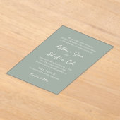 Invitations En Acrylique Élégant Sage Green Mariage moderne (Poser)