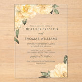 Invitations En Acrylique Élégant Sage Vert Jaune Floral Mariage (Recto)