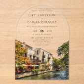 Invitations En Acrylique Elegant San Antonio Watercolor Wedding Arch (Recto)