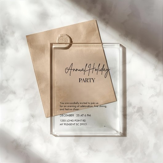 Invitations En Acrylique Elegant Script Acrylic Annual Holiday Party