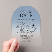 Invitations En Acrylique Élégant Script Blue Gradient Wedding Enregistrer L (In situ (ordinateur de poche))