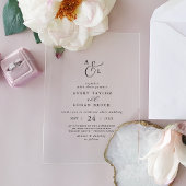 Invitations En Acrylique Élégant Script Boho Simple Monogramme Mariage Mode