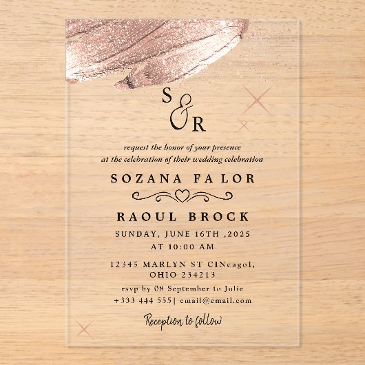 Invitations En Acrylique Élégant Script Boho Simple Monogramme Mariage mode (Recto)