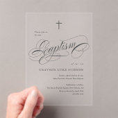 Invitations En Acrylique Élégant Script Calligraphie Baptême neutre (In situ (ordinateur de poche))