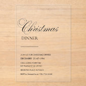 Invitations En Acrylique Elegant Script Christmas Dinner (Recto)