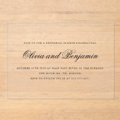 Invitations En Acrylique Élégant Script Formel Dîner De Répétition Effacer (Recto)