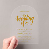 Invitations En Acrylique Élégant Script Gold Calligraphie Mariage moderne (In situ (ordinateur de poche))