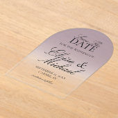 Invitations En Acrylique Élégant Script Lavender Gradient Enregistrer La Da (Poser)