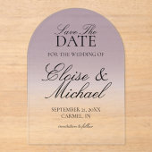 Invitations En Acrylique Élégant Script Lavender Gradient Enregistrer La Da (Recto)