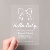 Invitations En Acrylique Élégant Script - Main Draw Hello Baby shower (In situ (ordinateur de poche))