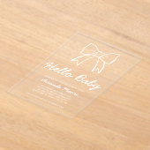 Invitations En Acrylique Élégant Script - Main Draw Hello Baby shower (Poser)
