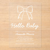Invitations En Acrylique Élégant Script - Main Draw Hello Baby shower (Recto)