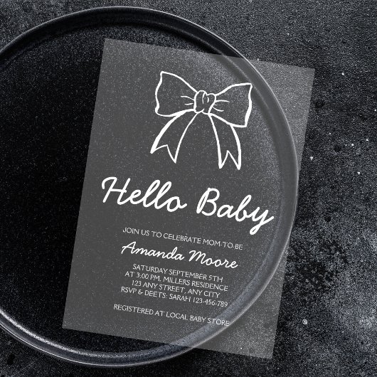 Invitations En Acrylique Élégant Script - Main Draw Hello Baby shower