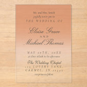 Invitations En Acrylique Élégant Script Mariage dégradant en terre cuite (Recto)