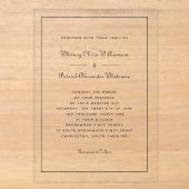 Invitations En Acrylique Élégant Script Mariages Classiques Formels Noir et (Recto)