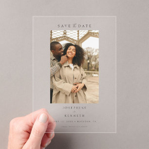 Invitations En Acrylique Élégant Script Minimal Photo Wedding Enregistrer l
