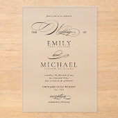 Invitations En Acrylique Élégant script moderne Mariage classique (Recto)
