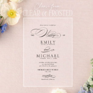 Invitations En Acrylique Élégant script moderne Mariage classique