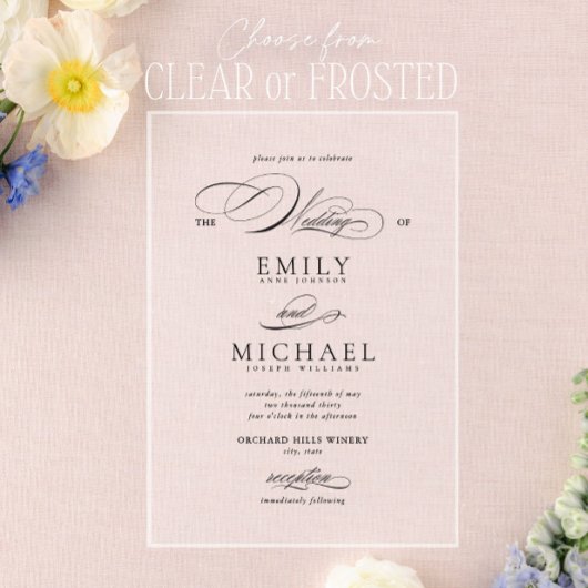 Invitations En Acrylique Élégant script moderne Mariage classique