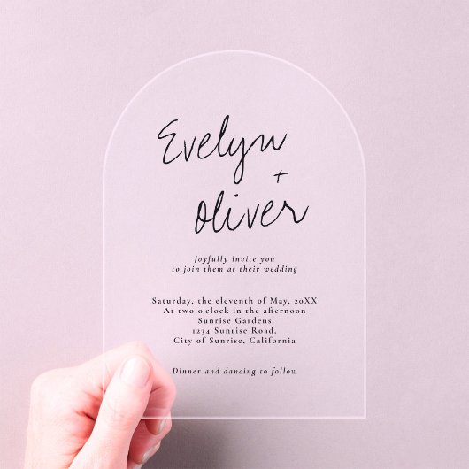 Invitations En Acrylique Élégant script moderne Mariage contemporain