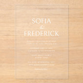 Invitations En Acrylique Élégant Script moderne transparent blanc (Recto)