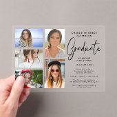 Invitations En Acrylique Élégant Script Multi Photo Graduation Party (In situ (ordinateur de poche))