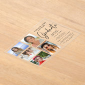 Invitations En Acrylique Élégant Script Multi Photo Graduation Party (Poser)