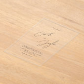 Invitations En Acrylique Elégant Script Names Mariage moderne Noir clair (Poser)