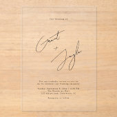 Invitations En Acrylique Elégant Script Names Mariage moderne Noir clair (Recto)