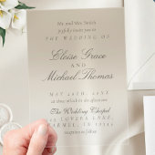 Invitations En Acrylique Élégant Script Neutre Tan Mariage dégradé