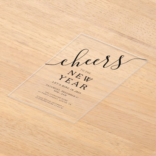 Invitations En Acrylique Élégant Script New Year's Eve Party (Poser)