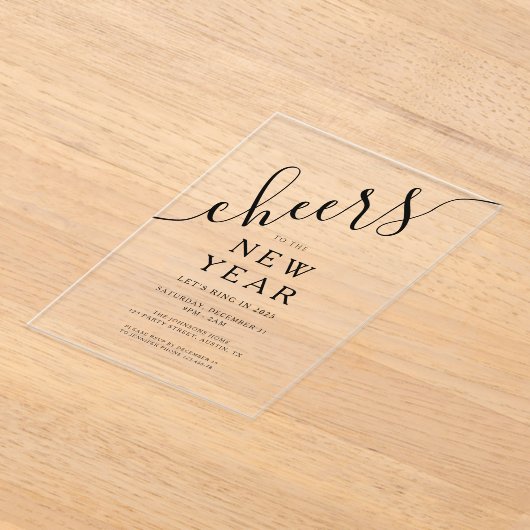 Invitations En Acrylique Élégant Script New Year's Eve Party (Poser)
