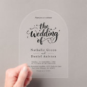 Invitations En Acrylique Élégant Script noir et blanc Mariage moderne (In situ (ordinateur de poche))