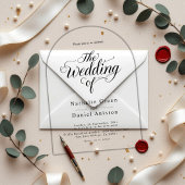 Invitations En Acrylique Élégant script noir et blanc Mariage simple