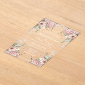 Invitations En Acrylique elegant script pink floral minimal wedding (Poser)