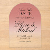 Invitations En Acrylique Élégant Script Red Mariage Gradient Enregistrer La (Recto)