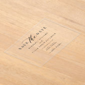 Invitations En Acrylique Élégant script simple mariage moderne enregistrer  (Poser)