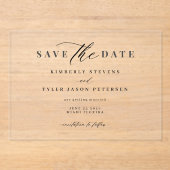 Invitations En Acrylique Élégant script simple mariage moderne enregistrer  (Recto)