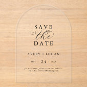 Invitations En Acrylique Élégant Script Simple moderne mariage Enregistrer  (Recto)