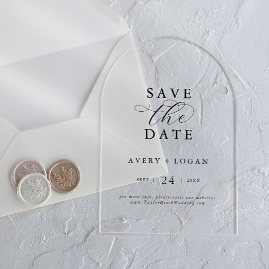 Invitations En Acrylique Élégant Script Simple moderne mariage Enregistrer